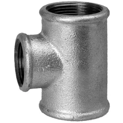 Hermann Schmidt Temperguss T-Stück 2 1/2" x 2" reduziert, Innengewinde, verzinkt