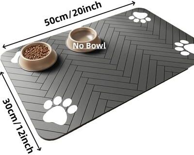 Uplift Treasures Waterproof Absorbent Pet Feeding Mat For Dog And Cat 30x50cm Black