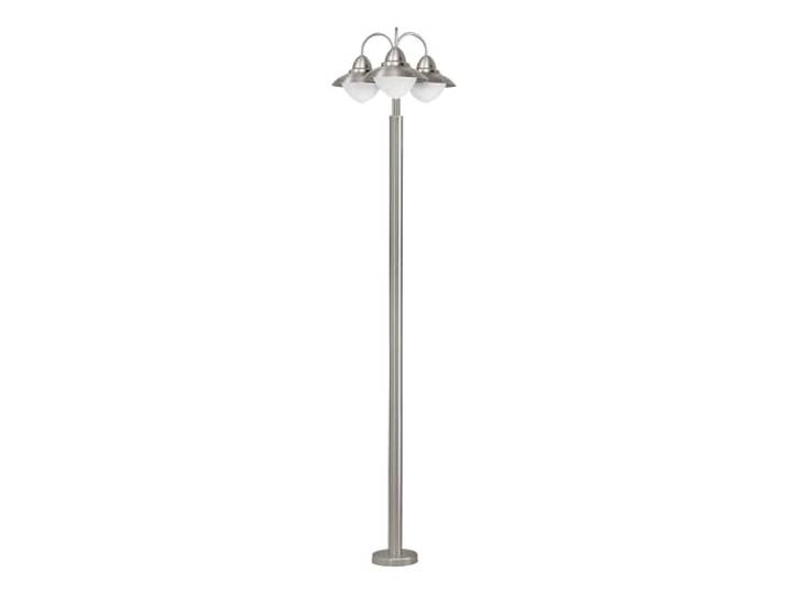 Eglo Lampadaire extérieur SIDNEY\, luminaire extérieur à 3 flammes\, lampe sur pied en acier inoxydable\, verre : blanc\, opale mat\, couleur : argent\, douille : E27\, IP44