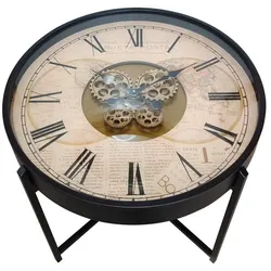 Beistelltisch mit Uhr Ivana Metall Schwarz