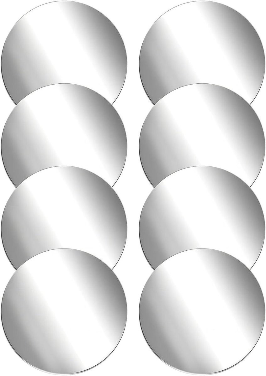 Set van 8 zelfklevende acryl tafellspiegels voor decoratie - Zilver