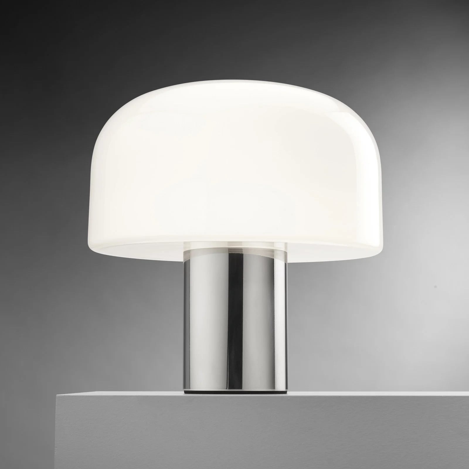 Flos Bellhop Glass T tafellamp - Zilver - Aluminium en Glas