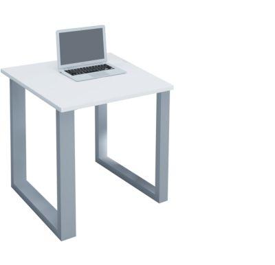 Schreibtisch, rechteckig, Bügelfuß, B 800 x T 800 x H 760 mm, weiß/silber