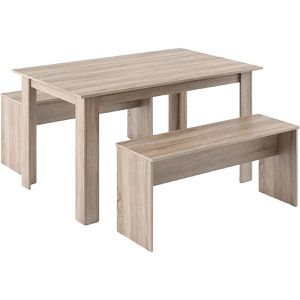 Vicco Esstisch Sentio, eiche, 3-teilig, 140 x 76cm, mit 2 Sitzbänken, eckig