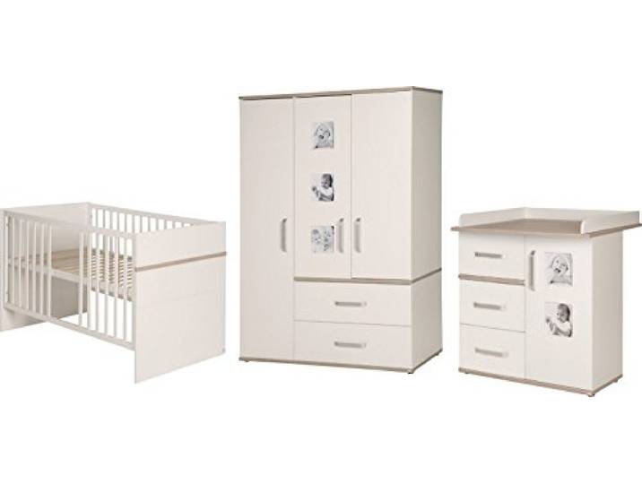 roba Kindermöbelset 'Moritz', 3-teilig, mit Kinderbett 70x140cm, Wickelkommode & Schrank, weiß