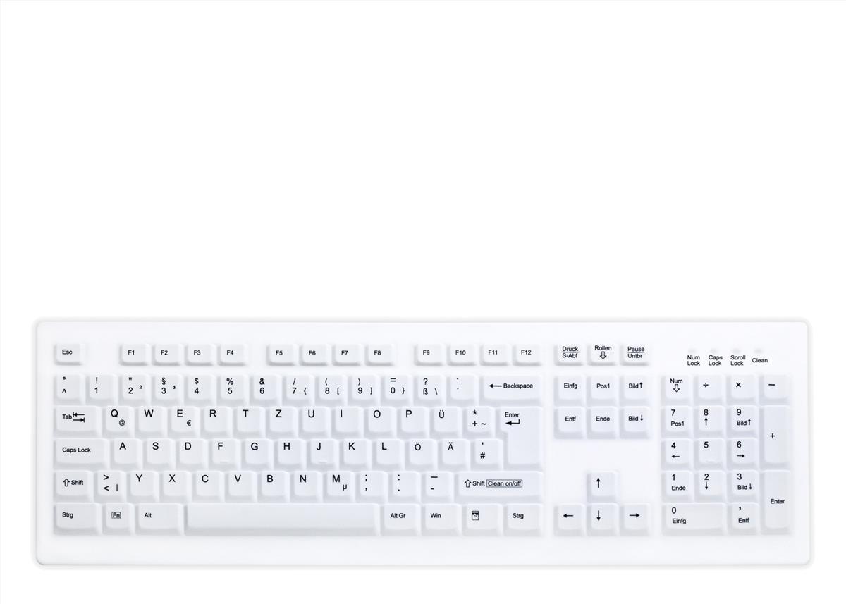 Contour Design Active Key AK-C8100, Volle Größe (100%), Kabellos, RF Wireless, Membran Key Switch, QWERTZ, Weiß