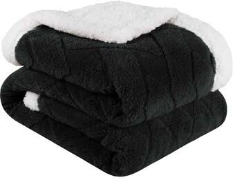 Superior Nuuk Reversible Sherpa Fleece Blanket – Ultra Soft Plush Textured Blanket with Jacquard Lattice Design