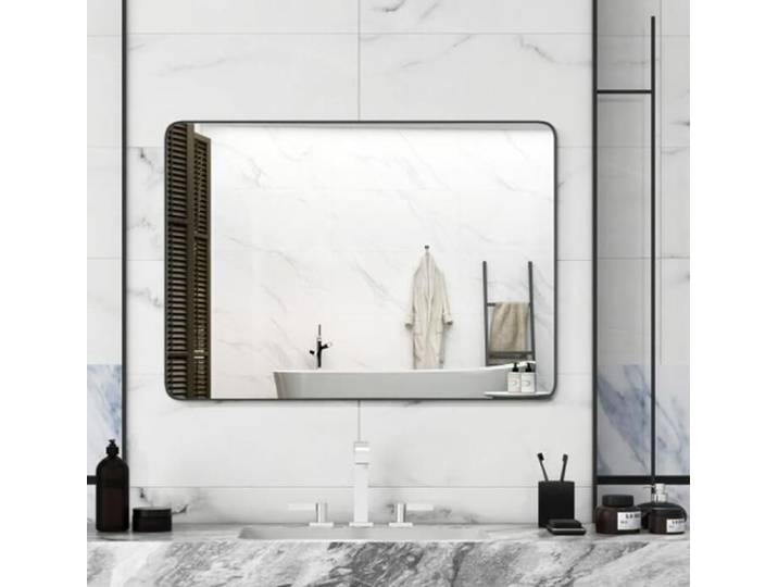Miroir Salle de Bain Rectangulaire - RELAX4LIFE - Cadre en Aluminium - Film Antidéflagrant - Miroir Horizontal Vertical - 76X56CM