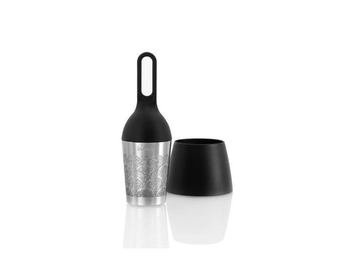 Teesieb ADHOC Floatea-Fusion , schwarz (schwarz, silberfarben), Edelstahl, Kunststoff, Küchensiebe, Teesieb
