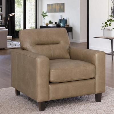 "35"" Leatherette Accent Chair with Track Arms and Tufted Back Cushion and Straight Legs"