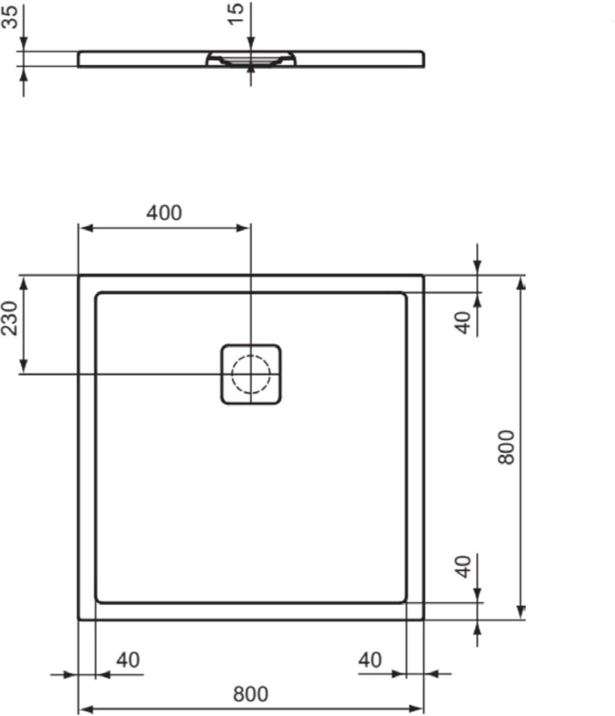 Ideal Standard Flat Evo Brausewanne 80 x 80 cm
