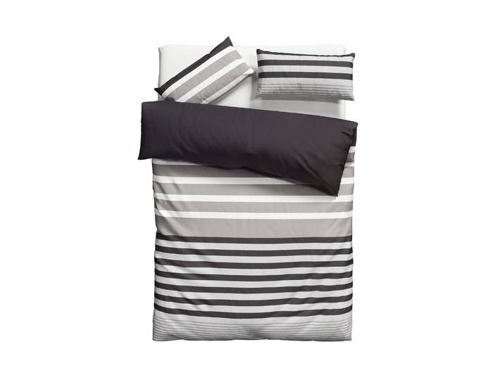 Bettwäsche GOODPRODUCT Majoran , grau (anthrazit), B/L: 135cm x 200cm, 1 Stk., 1 Stk., Biber, B/L: 40cm x 80cm, 2 Stk., Biber, Obermaterial: 100% Baumwolle, Bettwäsche, Bettwäsche, gestreifte Bettwäsche in 4 Qualitäten, Marke H.I.S by GOODproduct