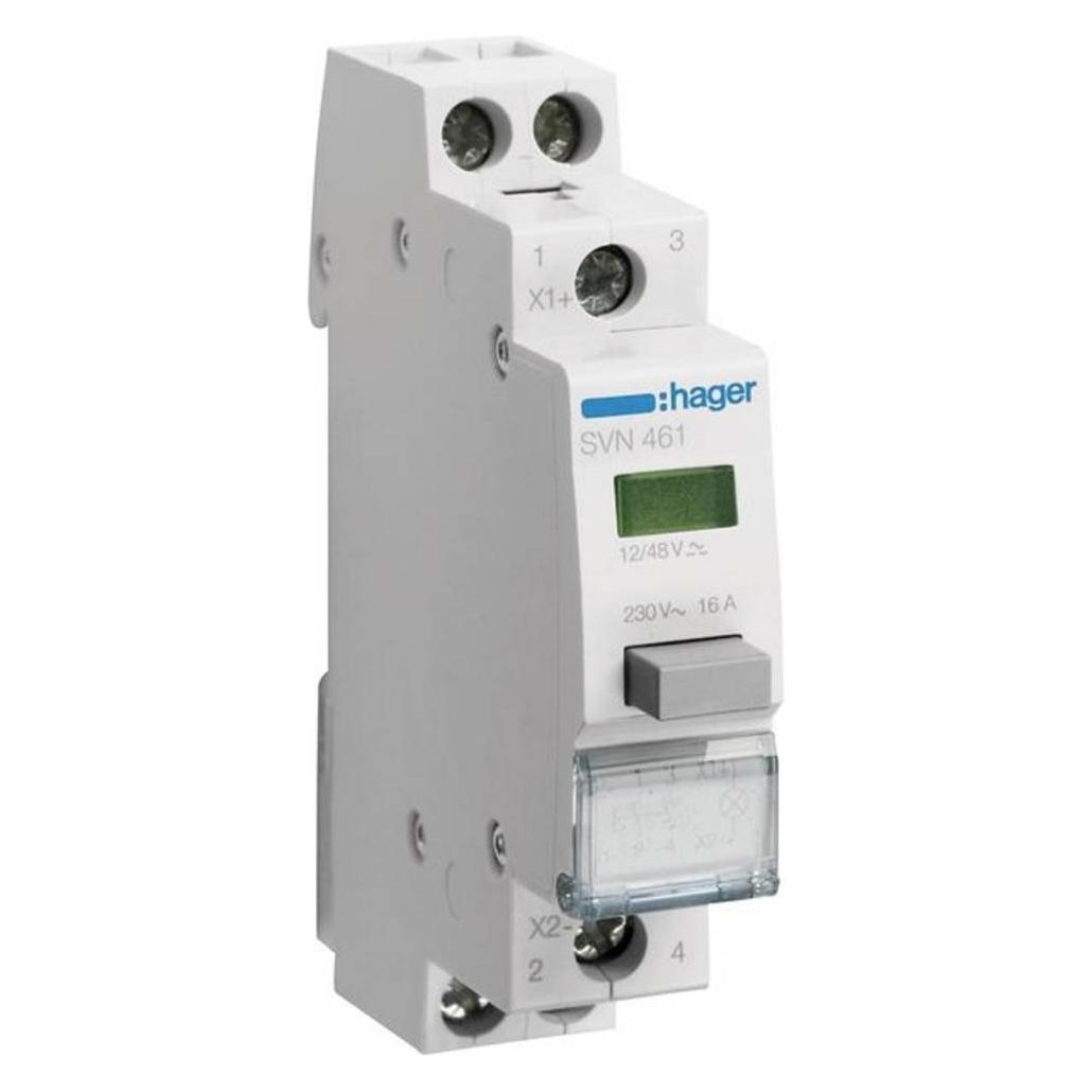 Hager HAG SVN461 Taster 16A 2S 12/48VAC mit LED Leuchtmelder grün (SVN461)