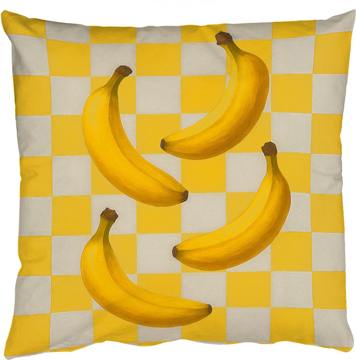 PillowMonkey Sierkussen Bananen Geel Geblokt 40 x 40 cm