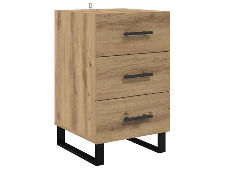 KUTYWEXFM Nachttisch Artisan-Eiche 40x40x66cm mit Schublade Kompakte Nachtkommode aus robustem Holzwerkstoff mit Stahlbeinen für dein Schlafzimmer, Wohnzimmer oder Flur.
