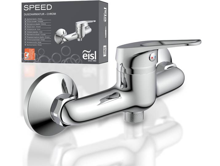 Duscharmatur EISL SPEED , silber (chrom), B:21,5cm H:10,5cm, Messing, Armaturen, Duscharmatur, auswechselbare 35mm Keramik-Kartusche, Brauseschlauchanschluss