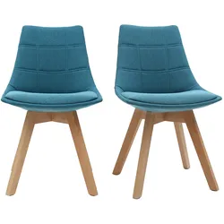 Skandinavische Stühle mit Stoff in Blaugrün (2er-Set) MATILDE