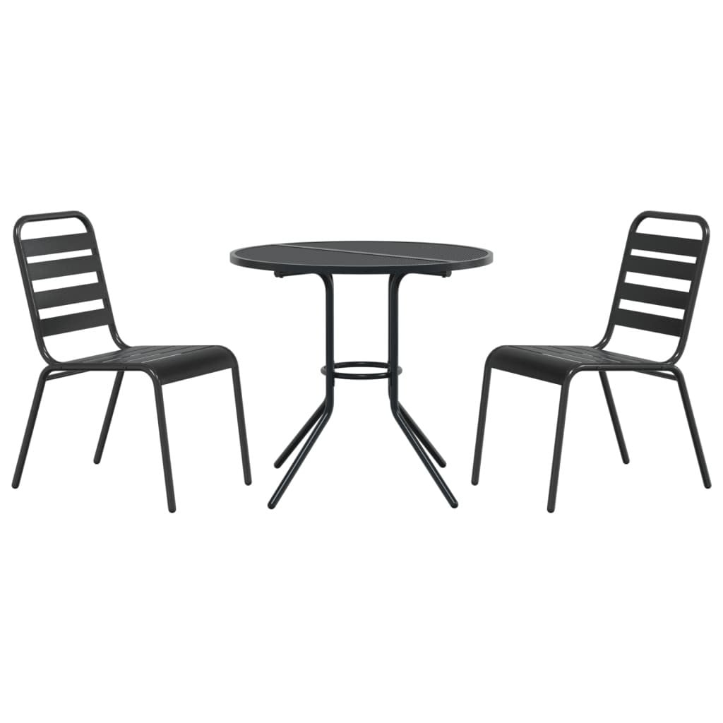 vidaXL Tuinstoelset voor volwassenen, 3-delig, stapelbaar, staal met poedercoating