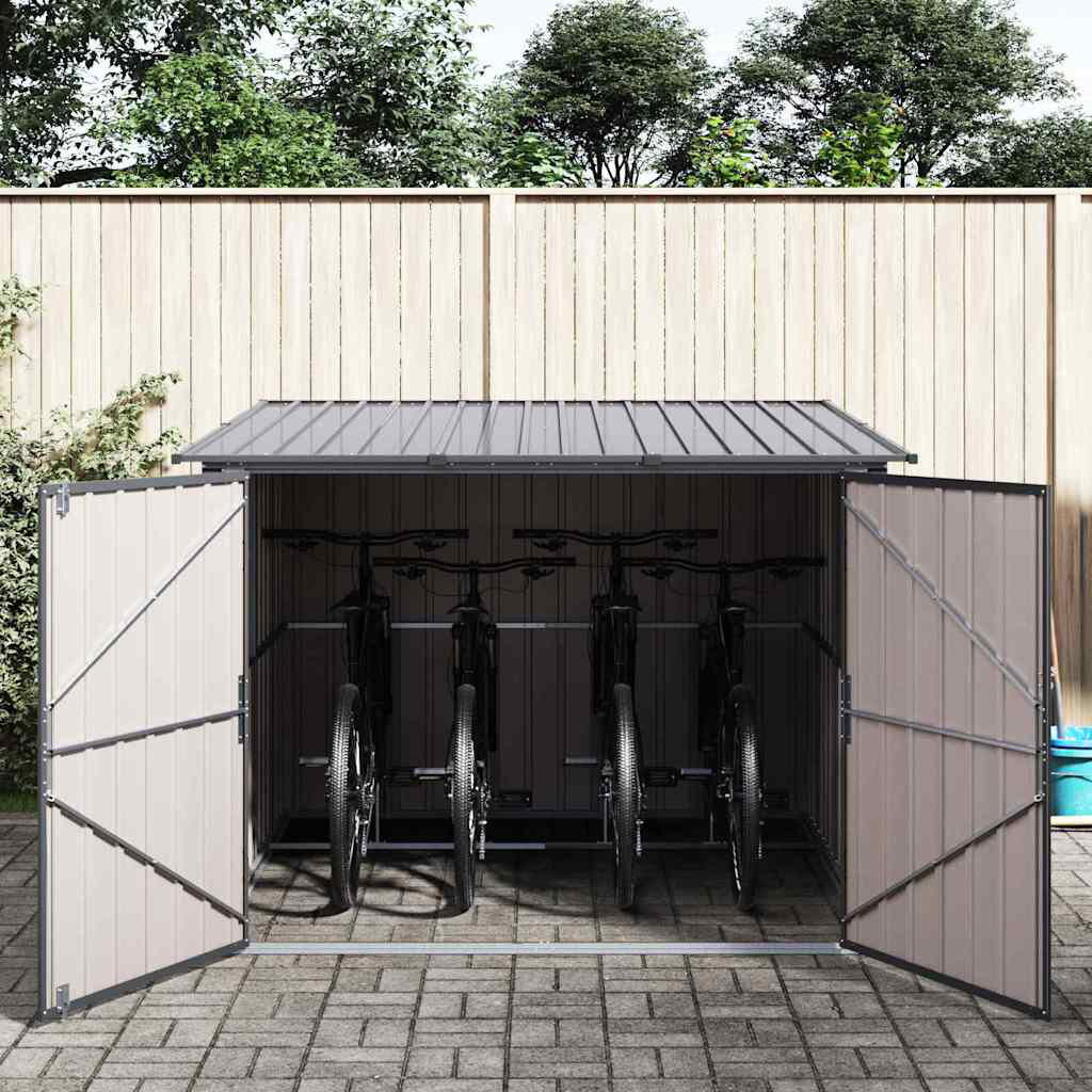 Vidaxl Bike Shed 3 Pcs Metal Storage Outdoor Garden Terrace Structure Solution Anthracite 215cm W X 206cm D X 157cm H