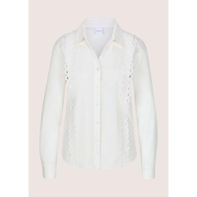 Hemdbluse MADELEINE "Hemdbluse Baumwollbluse mit Spitzendetails", Damen, Gr. 48, weiß, Obermaterial: 100% Baumwolle CO., Modern, gerade, Blusen Hemdbluse, Dekorative Spitzenbänder