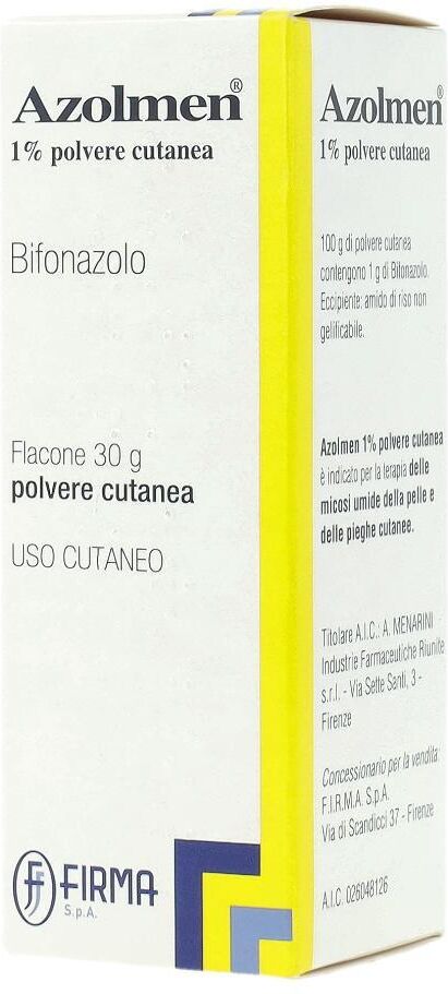 A MENARINI IND FARM RIUN Srl Azolmen Polvere Cutanea 30g 1% - Trattamento per Micosi umide della Pelle e delle Pieghe Cutanee
