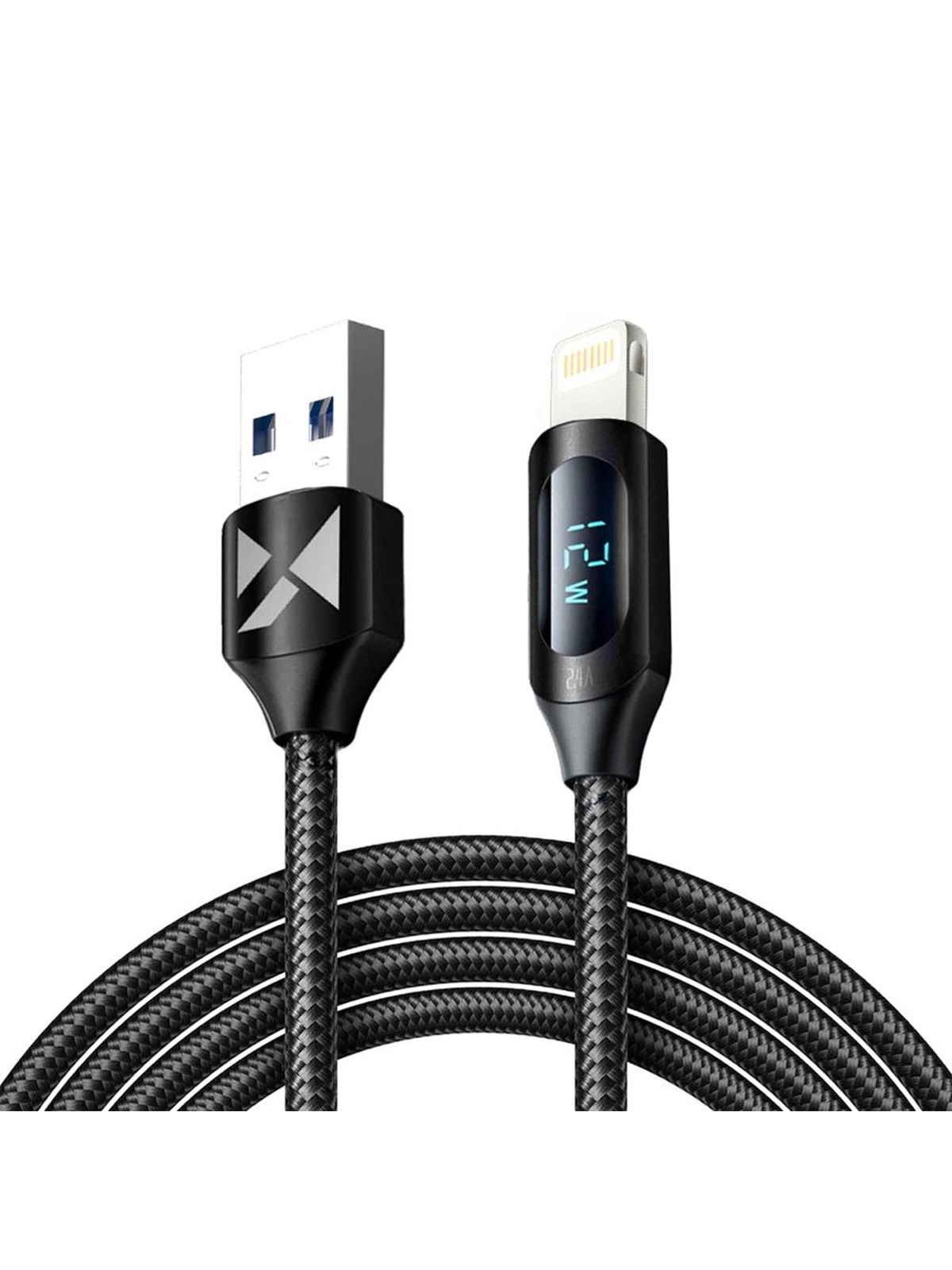 Wozinsky USB-A Cable - Lightning WUALC2 with LED Display 2.4A 2m - Black
