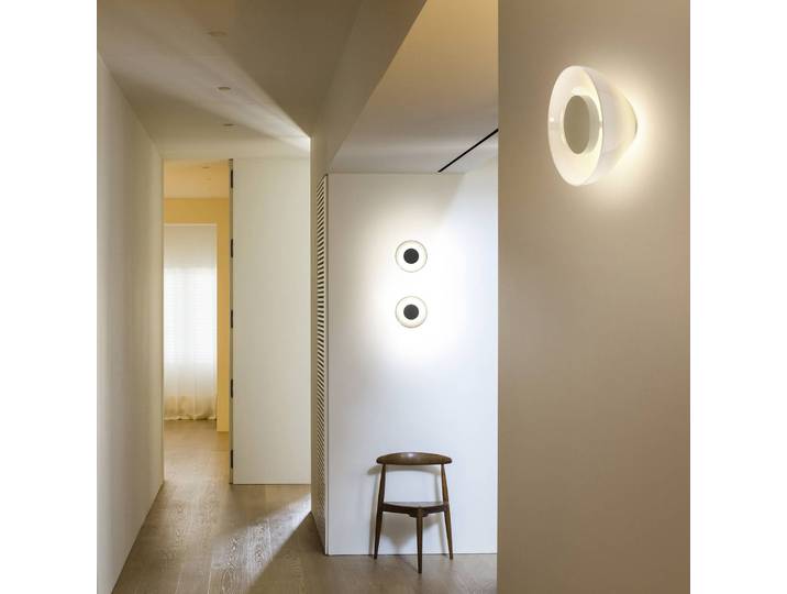 Design wandlamp Aura, dimbaar, wit / opaal, Woon-/ Eetkamer, Glas, Design, Wandlamp design