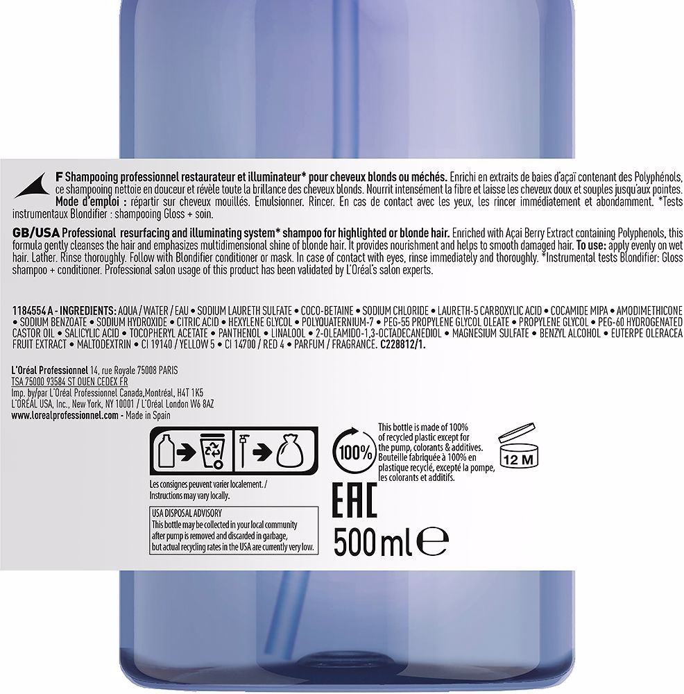 L'Oréal Professionnel Paris Blondifier Gloss shampooing 500 ml