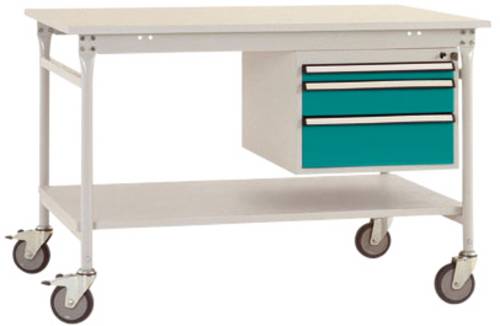 Manuflex BB5381.5021 Komplett-Beistelltisch BASIS mobil mit Melamin-Platte + Gehäuse-Unterbau, BxTxH: 1500 x 800 x 850mm