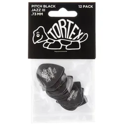 Dunlop Tortex Pitch Black Jazz III - 0.73, Plektrum, Schwarz