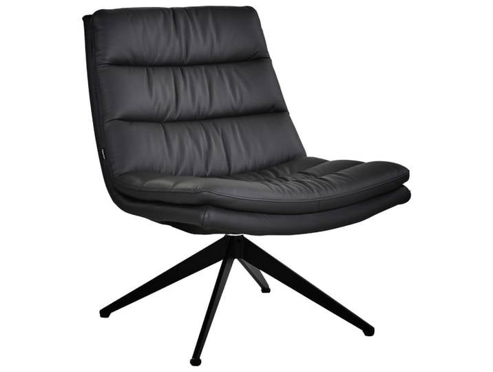 Dieter Knoll Designsessel, Schwarz, Metall, Echtleder, Rindleder, 62.5x82x80 cm, Sitzfläche 360° drehbar, Wohnzimmer, Sessel, Sonstige Sessel