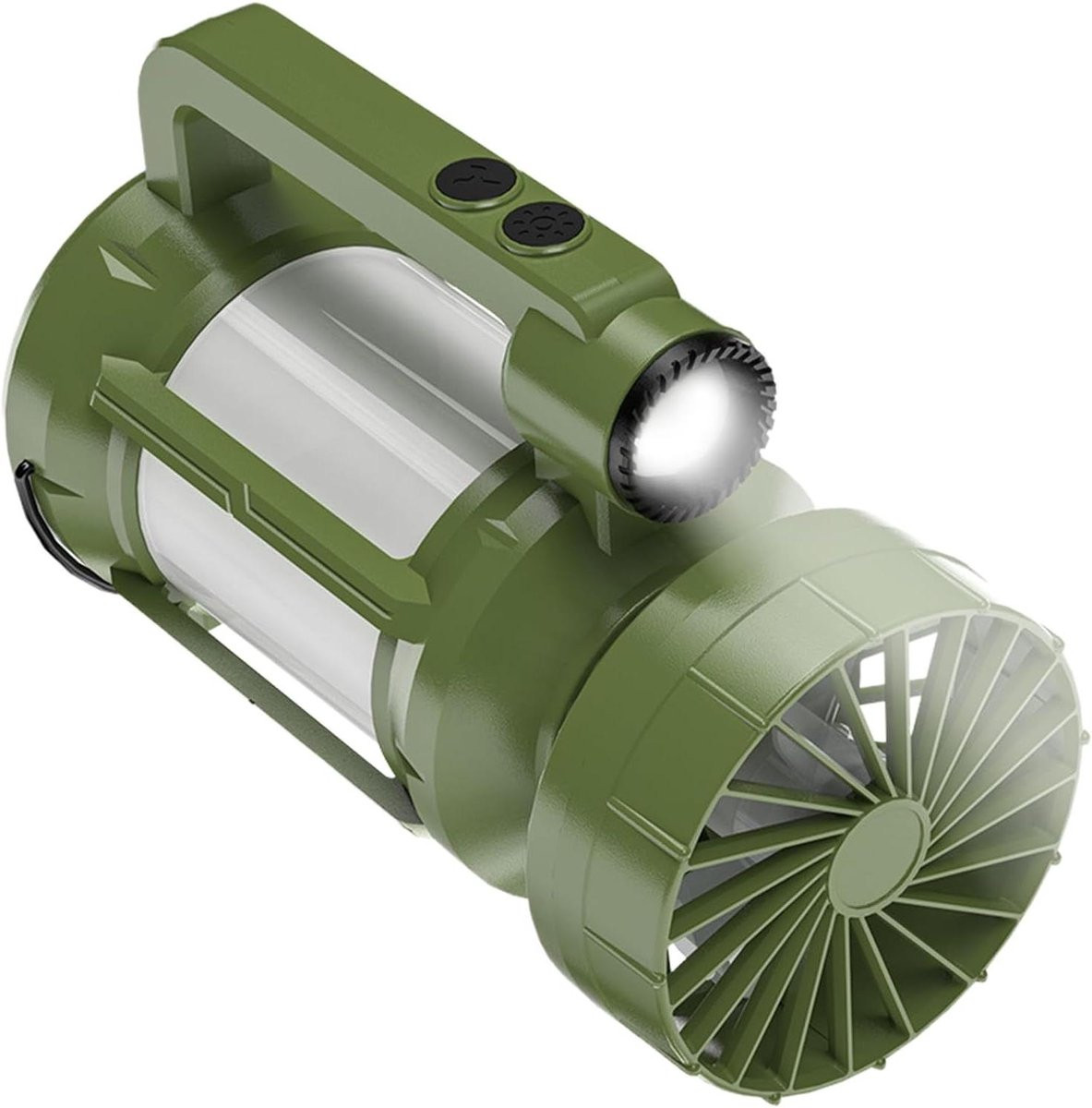 Zonne-energie Ledlantaarn met ventilator en USB-C - Zwarte kampeerlamp zaklamp - 22 x 11 x 11 cm