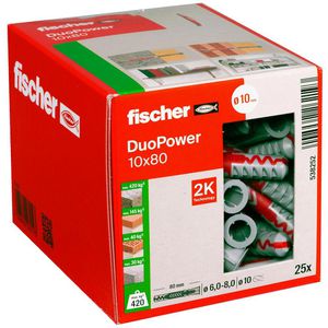 Fischer Dübel 538252, DuoPower, 10 x 80mm, 2-Komponenten-Dübel, 25 Stück