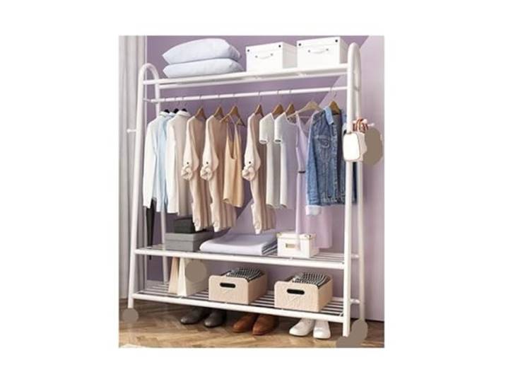 MCLIUJIA Mobiler Kleiderschrank Kleiderständer, Hängende Kleiderhaken, Freistehender Kleiderschrank, Aufbewahrungsregal, Tragbarer Schrank Schneller und einfacher Aufbau(White)