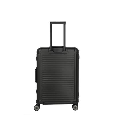 Hartschalen-Trolley TRAVELITE "NEXT Trunk Reisekoffer Aluminium", Gr. B/H/T: 47cm x 67cm x 26cm 69 l, schwarz, Aluminium, Koffer, 15,6"-Laptopfach, TSA-Schlösser und herausnehmbare Dokumentenfächer
