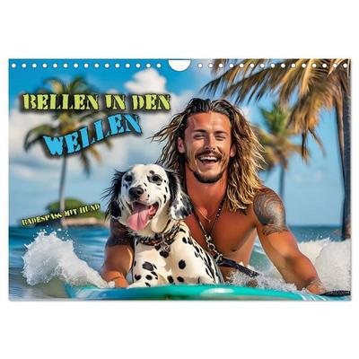 Bellen in den Wellen - Badespaß mit Hund (Wandkalender 2027 DIN A4 quer), CALVENDO Monatskalender