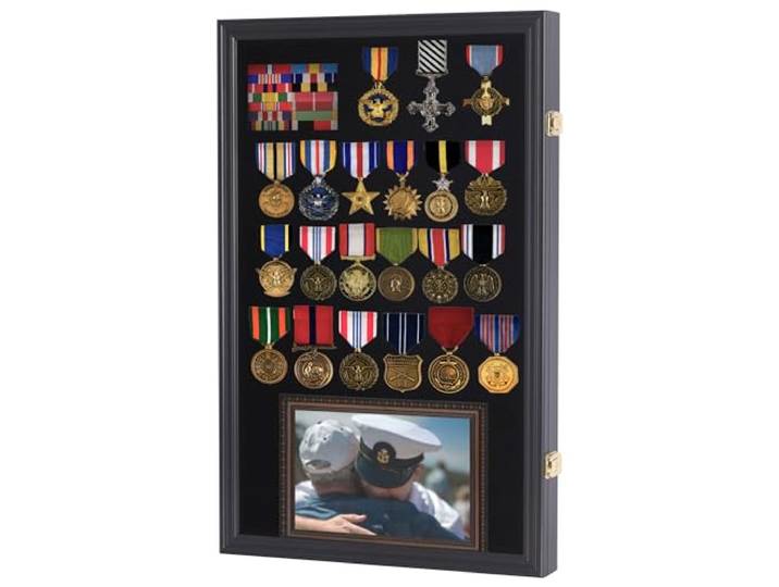 Große Pin-Vitrine, Schattenbox, Flagge, Vitrine, mit Glastür, schwarz, PC04-BL DisplayGifts