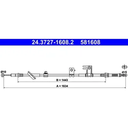 Seilzug Feststellbremse ATE 24.3727-1608.2 für Honda Jazz II City IV