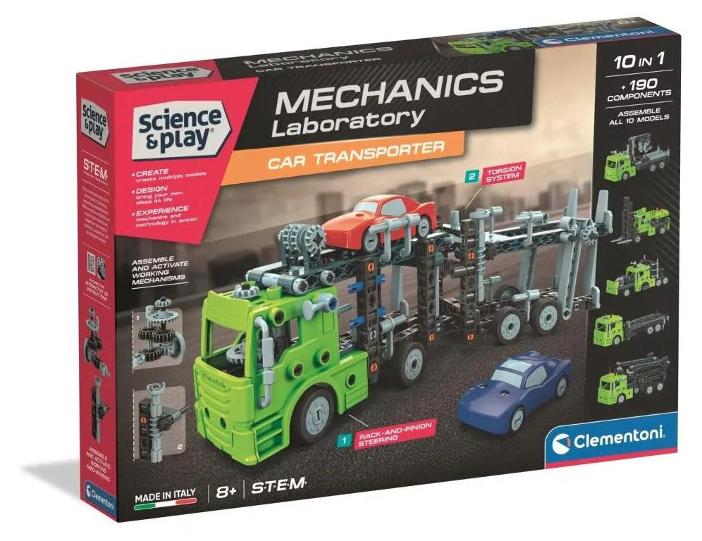 Clementoni Voertuigmechanica Auto transportwagen 10-in-1 bouwpakket