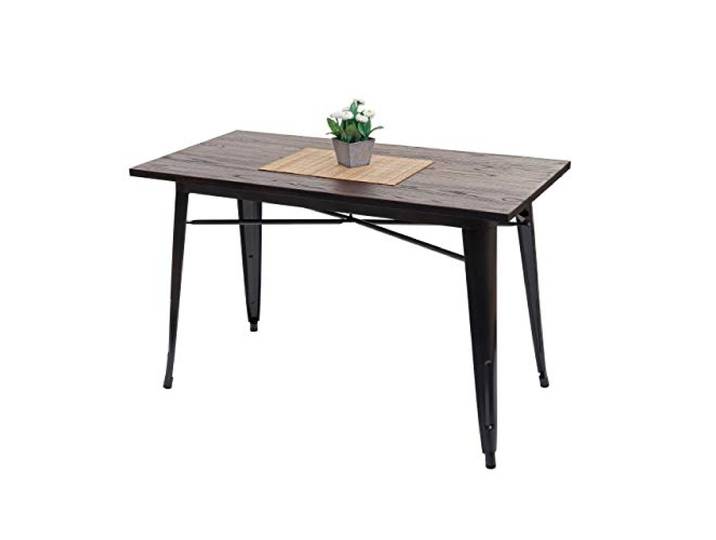 Mendler Esszimmertisch HWC-H10a 120x60cm Metall Industrial schwarz-braun Tisch, Bistrotisch, Ulme, Holz, Gastronomie, MVG