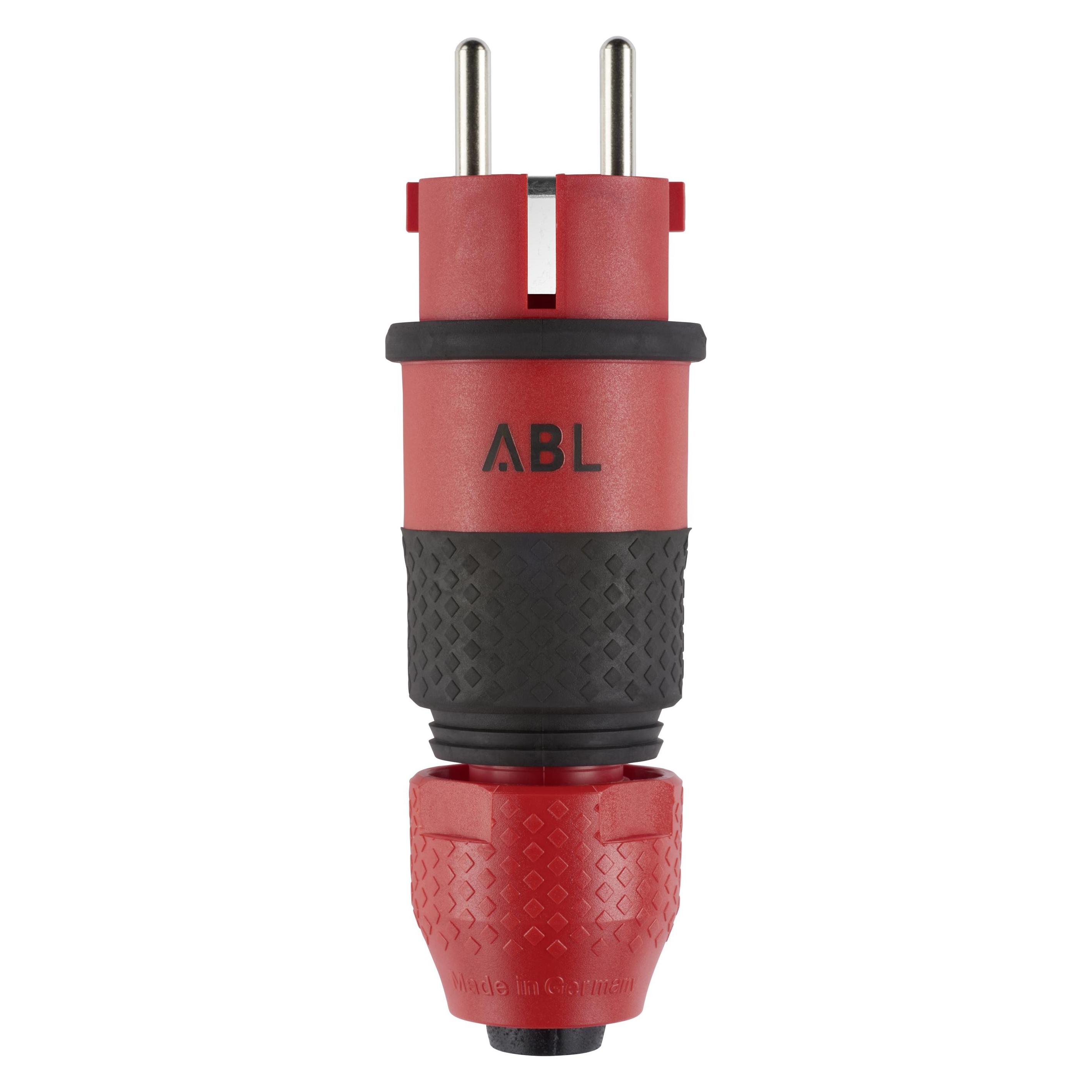 ABL Professional Stecker rot 100000069 mit schwarz gummierter Grifffläche (CEE 7/7) (100000069)