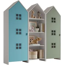 REGALSCHRANK Set Kania 173x37x171 MDF Weiß Blau Grün