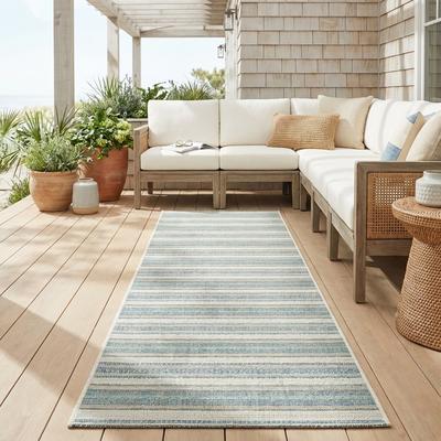 Dream Decor Rugs Samantha Sand Stripe Indoor Outdoor Area Rug