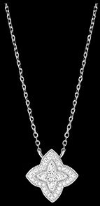 Edenly Halskette Diamantblume - WeiÃŸgold 9 Karat mit Diamanten