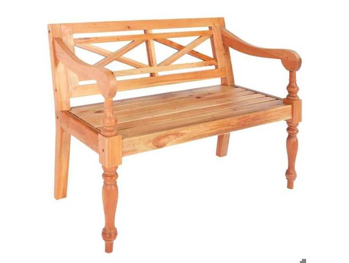 ELORAN Meuble banquette - Banc Batavia - 98 cm - Bois d'acajou massif - Marron clair - 98x50x82 cm 53514