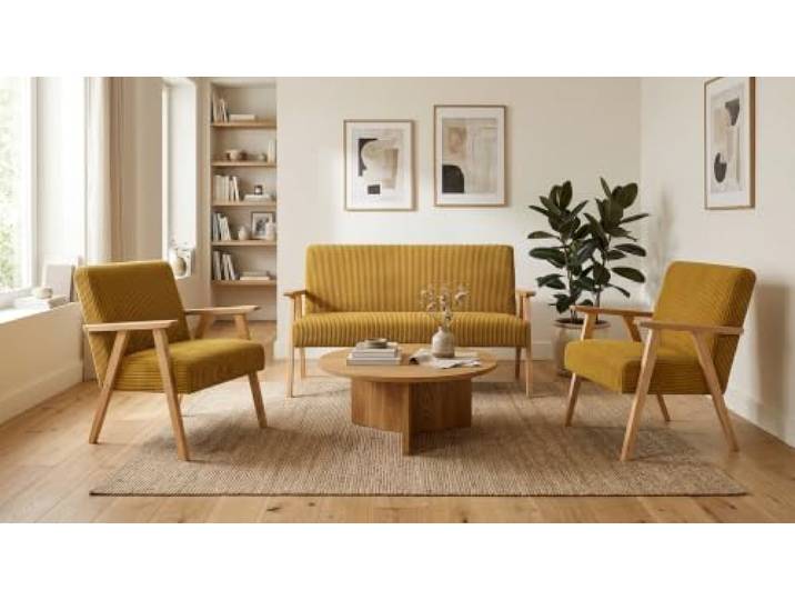 Family Meble Sitzgruppe Soler Apollo – Zweisitzer-Sofa und 2 Sessel im Retro-Stil – Variante Apollo 1