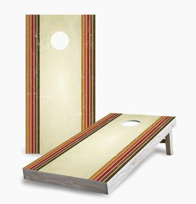 Skip's Garage Retro Earth Tone Lane Stripes Cornhole Boards
