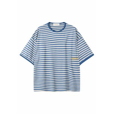 T-Shirt ANOTHER COTTON LAB "Another Cotton Lab Another Striped T-Shirt", Damen, Gr. S, blau striped, 100% Baumwolle, bedruckt, normal, Rundhals, Shirts T-Shirt
