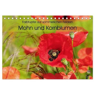 Farbtupfer auf sommerlichen Feldern - Mohn und Kornblumen (Tischkalender 2027 DIN A5 quer), CALVENDO Monatskalender