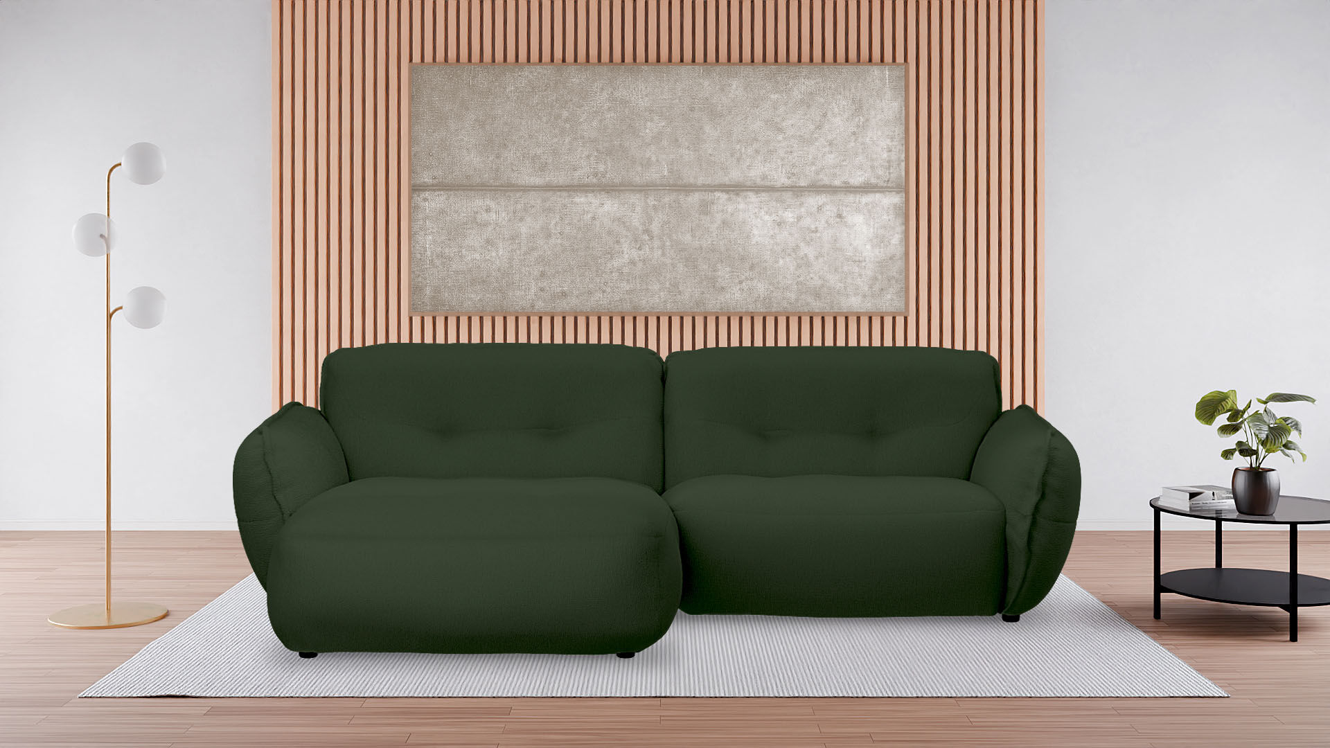 Ecksofa BETYPE "Be Fluffy Mega Sofa, bequem, viel Platz, Breite 289cm, L-Form", grün (dunkelgrün), B:289cm H:87cm T:184cm, 100% Polyester, Sofas, Ecksofa, Softes Sitzgefühl, moderne Kedernaht, hochwertiger Bezug